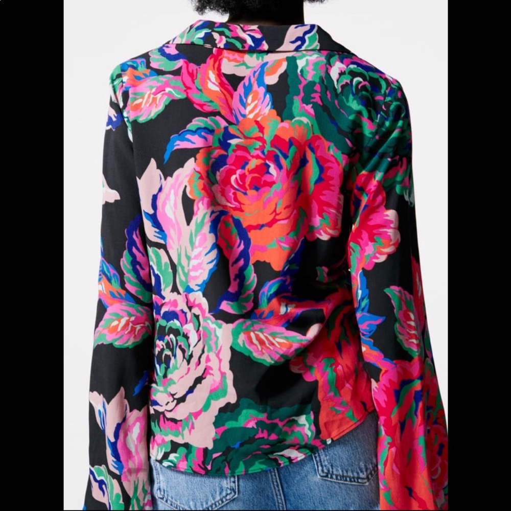 Zara flowy tropical floral  printed shirt - Picture 4 of 12